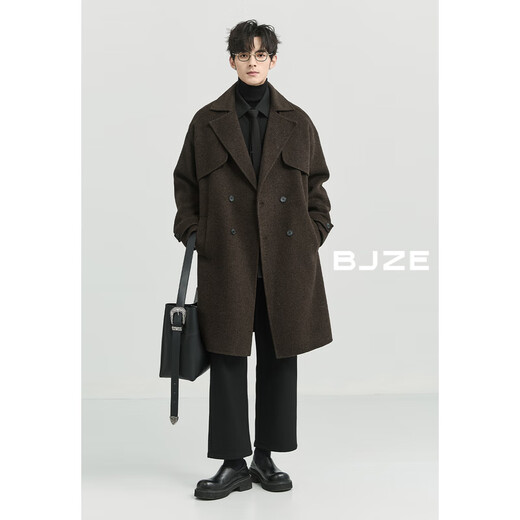 Piaget Zall 10% yak wool double-sided wool coat men's medium-length full wool coat 2024 autumn and winter new style P441860 Night Frost Gray XL 180