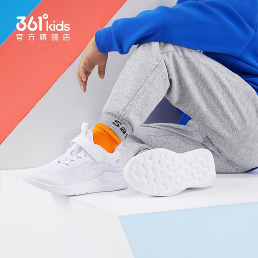 361 children's sports shoes, boys' running shoes, autumn and winter dense mesh lightweight Velcro, girls' leather and velvet warm sports shoes, leather and velvet, carbon black/361 degree white 41