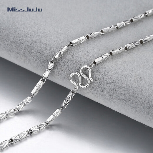 Miss JuJu PT950 Platinum Necklace Platinum Clavicle Chain Rice-shaped Bamboo Tube Necklace Men's and Women's Handsome High-grade Plain Chain Deposit Customized Other Specifications Contact Customer Service