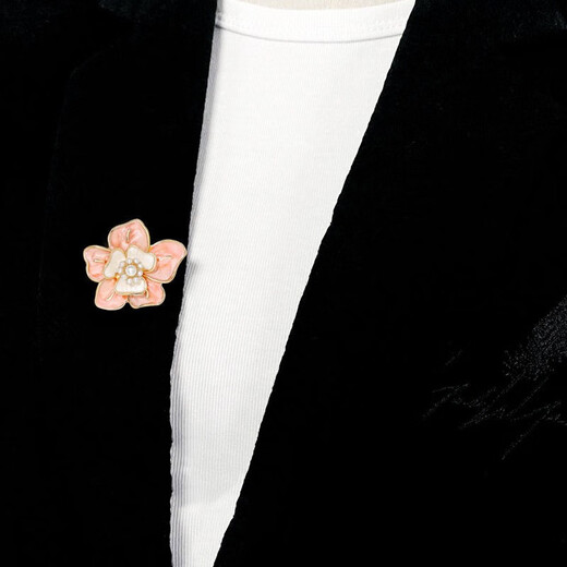 He Niang high-end small fragrance camellia brooch temperament enamel painted flower brooch jacket suit accessories corsage haze blue camellia back brooch