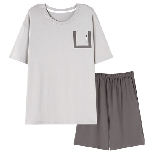 Miduoxuan 2024 Sportstil Koreanische Version von Modal Pyjamas Men Round Hals kurzärmelig Pullover Sommer Plus Size Home Clothing Set 9712 One Size L. L.