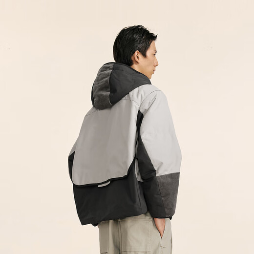 速写男装商城同款2024冬新品短款连帽灯芯绒拼接羽绒服休闲9O0C14110 011炭黑 XS