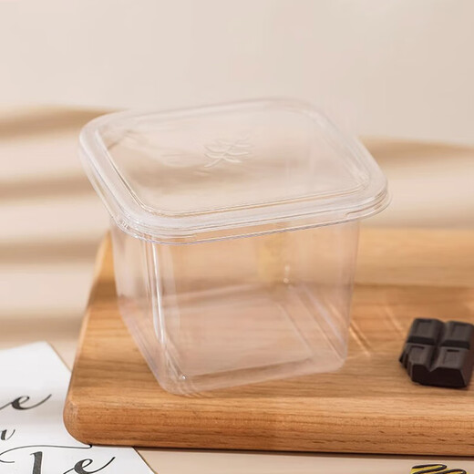 Wilkie tiramisu box mold material package mousse dessert cake packaging box disposable transparent jar cake box + CAKE rim + fork and spoon 10 pieces thickened material simple and fashionable