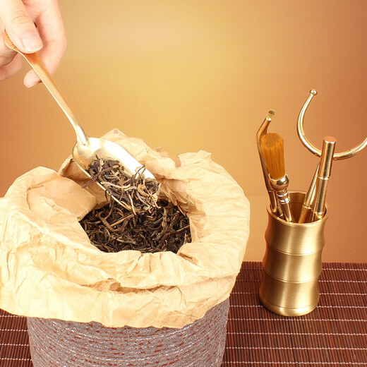 The Supreme Good Is Like Water <The Six Gentlemen of the Tea Ceremony> All Copper Tea Ceremony Six Gentlemen Set Ornaments, Tea Clips, Kung Fu Tea Set Accessories <The Six Gentlemen of the Tea Ceremony> Six-piece Set