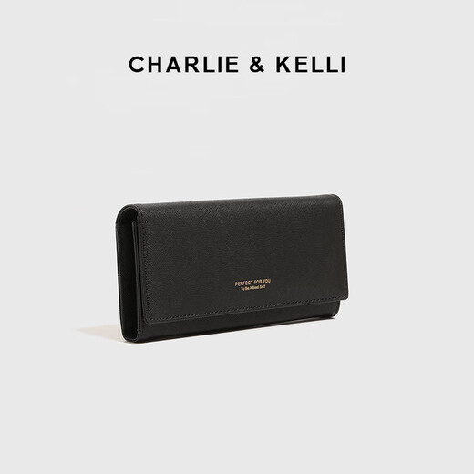 CHARLIE & KELLI长款钱包女士多卡位手拿包卡包零钱包送女友生日礼物包包女 黑色【七夕实用礼物】