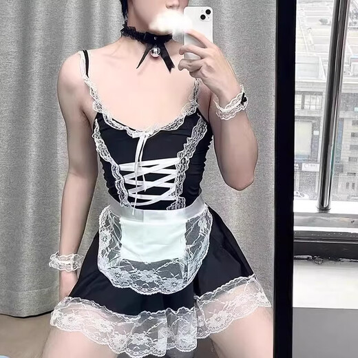 Men's thongs can be worn when going out. Men's stuffed men's private sexy panties, men's and women's butt-covering skirts, men's maid suits, men's cos suits, fake 0-girl gay sex, 165 (L), suitable for 90-120 Jin, Jin is equal to 0.5 kg, confidential hair