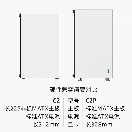 小喆优品小喆C2P/C2M/C2全铝合金MATX/ITX主板ATX电源240水冷侧透RTX5060ti/9060XT迷你电脑主机台式小机箱 小喆C2P 银色