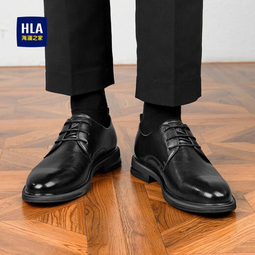 Hla Hailan Home Men's Shoes New Summer Toe Toe Formal Business Leather Shoes de cuero RESISTENTE RESISTENTO Zapatos de boda Haapxm1dao046 Negro AB 43