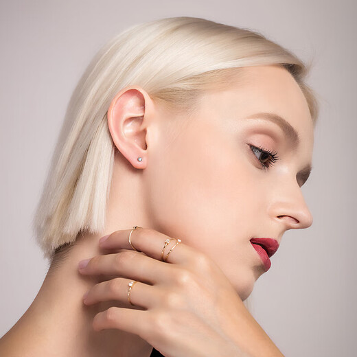 Diamond Birthday Gift Six Claw Diamond Earrings Yellow 18K Gold Diamond Earrings Ear Bone Nails 4 Points (Single)