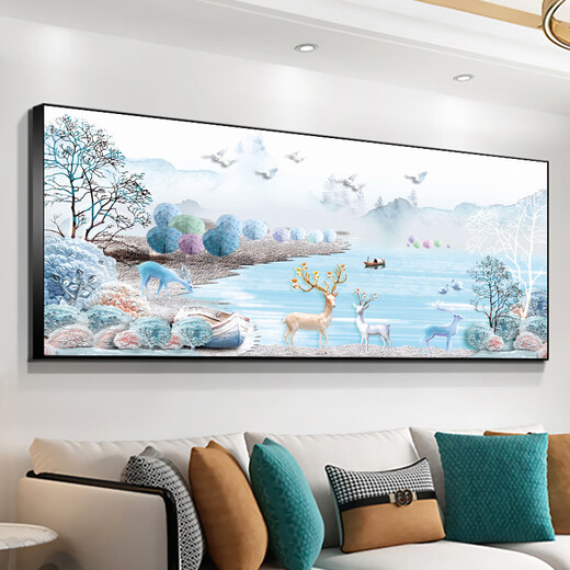 
Yiren Cross Stitch 2024 new thread embroidery living room modern simple scenery handmade full embroidery dreamy landscape wealth deer 190x80 [Silk thread] XW2694 medium grid
