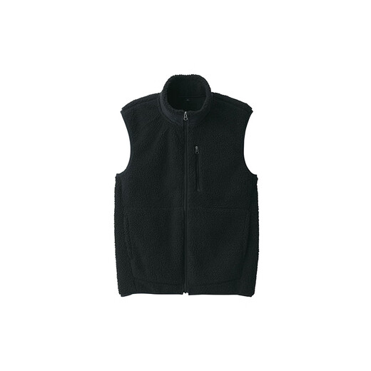 MUJI Men's Long Hair Fleece Vest Men's Men's Vest Vest Vest AB1MXA4A Black L (175/100A)