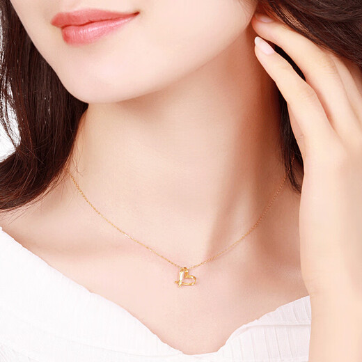 Zokai Yellow 18K Pendant Women's Love Heart Necklace Birthday Gift D11120