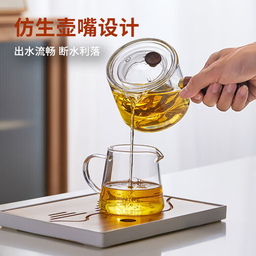 Yihutea (YIHUTEA) glass teapot tea set complete set teapot tea boiler home kung fu tea cup tea tray office tea drinking utensils thickened heat-resistant red sandalwood side handle 8-piece set