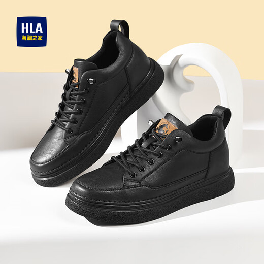 Hailan Home Hla Herrenschuhe Casual Schuhe Brettschuhe atmungsaktive Sportschuhe [Chinesischer Valentinstag] Schwarzer Höhe-verstärkter Modell 40