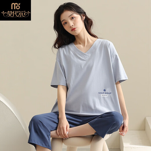莫代尔2025新款睡衣女士夏季纯棉短袖家居服大码夏天薄款感韩版套装 AM684 M建议80-105斤