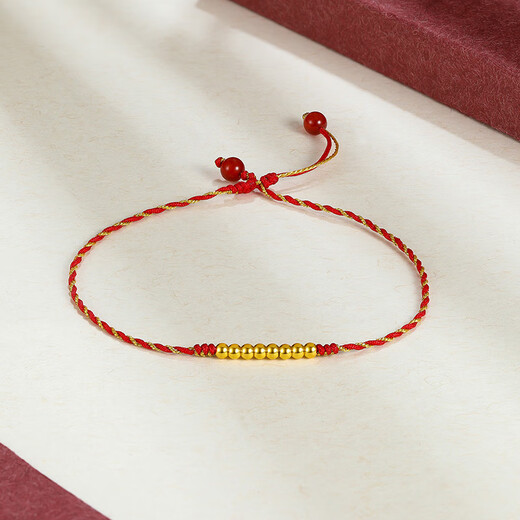 Saturday Blessing Pure Gold 999 Agate Gold Anklet for Women Simple Gold Beads Price A089484 Approximately 0.46g 21+4cm Gift