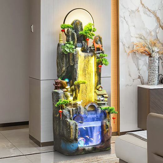Yinqiang large rockery flowing water fountain ornaments floor-standing living room office feng shui wheel alpine circulation waterscape decoration 9923 small [height 108cm]
