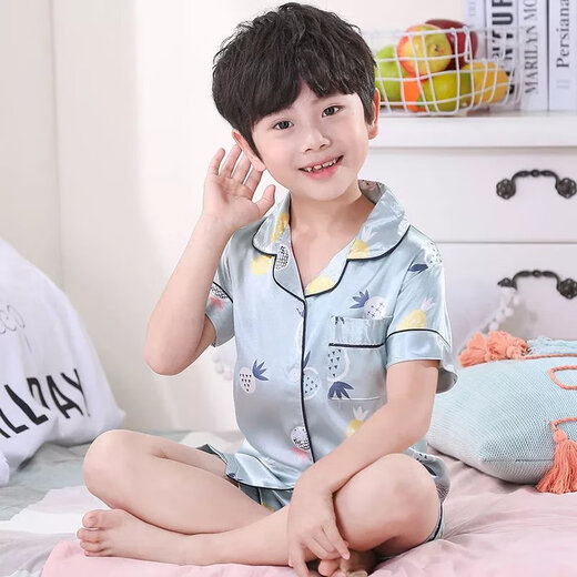 
Disney children's pajamas boys ice silk short-sleeved home clothes summer boys junior high school students big children thin suit baby summer suit 673-Picachu [men] [short set - ice silk] 170 18 sizes [suggested height 145-153cm]