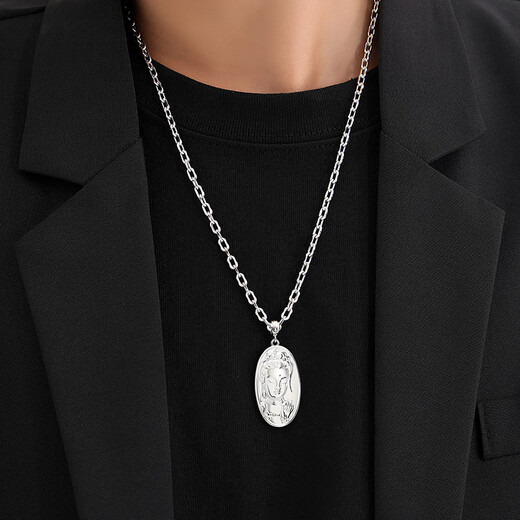 Miss JuJuPt950 Platinum Guanyin Bodhisattva Pendant Men's Three-dimensional Real Platinum Large Tag Pendant is about 19m wide and weighs 10.1-10.3 grams + comes with black leather rope