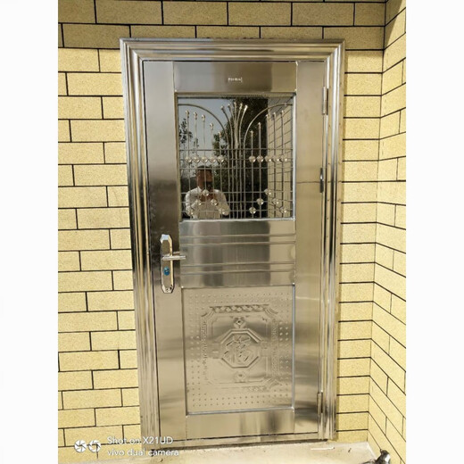 维诺亚304不锈钢门加厚可定制对开喷泉花不锈钢双开门四开子母进户门 860*2050内包内左()