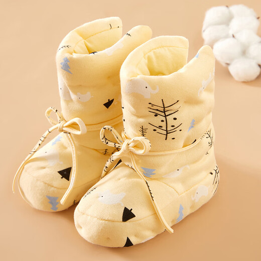 Mianguduo baby pure cotton handmade spring and autumn cotton shoes for newborns at home in winter, thickened and warm, soft soles, non-falling foot protectors, pink little tree, 6-12 months (inole length 13.5cm)