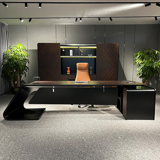 Huandi Boss Desk President's Desk Simple Modern Modern High-end Fashion Light Luxury Executive Desk Manager's Desk Office Atmosphere Single Table 2.6 Meter Boss Desk + Genuine Leather Boss Chair