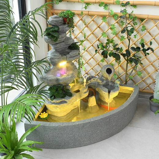Lisa [chinesischer Innenhof] Balkon Rockerie fließender Wasserbrunnen befeuchtete Feng Shui Rad Fischteich Landschaftsbau Dekoration 5009 Mittellüfterform