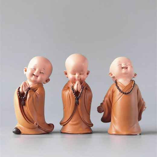 Qia Shuo creative antique little monk ornaments Buddhist Zen home living room tea table character doll bonsai landscaping decoration Suiyuan 17ABC three styles about 8.0CM high