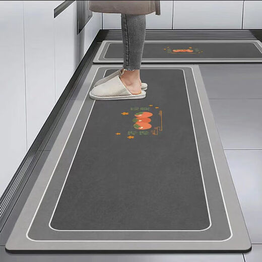 Mihou Kitchen Special Floor Mat Household Water-Absorbing, Oil-Absorbing and Dirty-Resistant Floor Mat Long Non-slip and Wear-Resistant Kitchen Mat Supports Customization Simple Rainbow-Dark Gray 50*80+50*180 Set