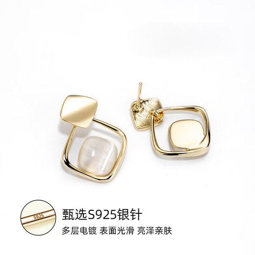 Qlady geometric temperament earrings women's fashion 925 silver needle light luxury earrings birthday gift for girlfriend and wife