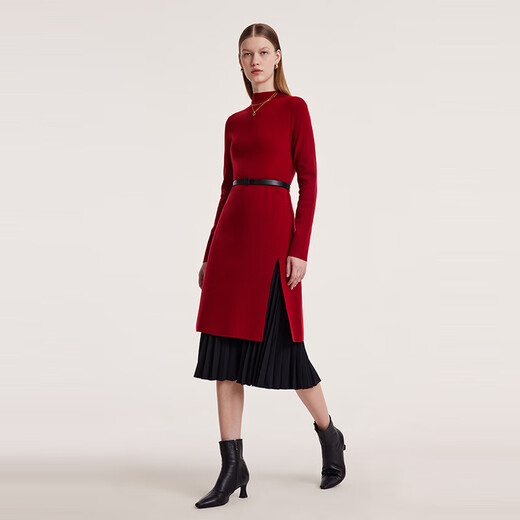 Gloria New Year Red Woolen Suit Women's Winter New Commuting Red Dress Black Skirt 1BCCAA040 53R Pepper Red L