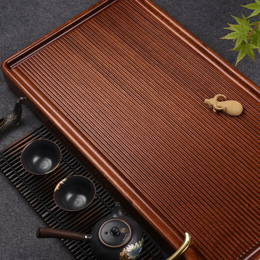 Congjian whole rosewood tea tray drainage type household solid wood tea table large bakelite saucer simple kung fu tea set tray South American rosewood Jianmei 63*32*4.5CM