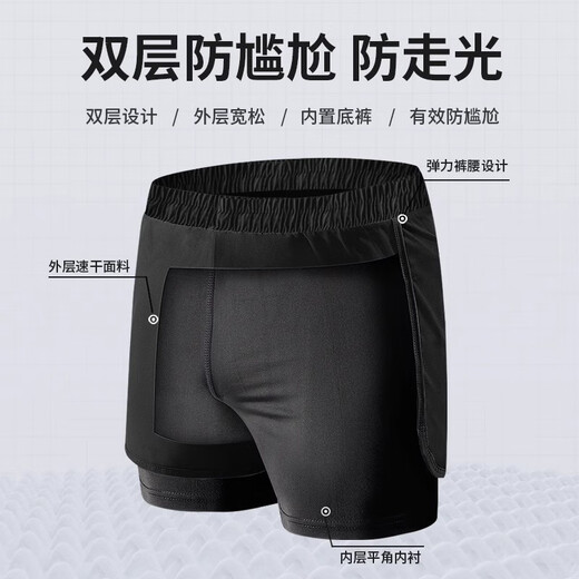 Allen Burton Swimsuit Men's Suit Quick Dry Swimming Full Set Swimsuit Adult Anti-Awkward Large Size Teenager Swimsuit Hot Spring Two-piece Swimsuit [Default Embarrassment Double Layer Quick Dry] XL [130-145Jin [Jin equals 0.5 kg] Slim fit style]