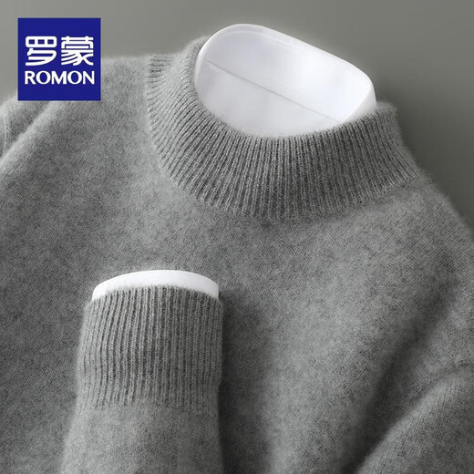ROMON first-line ready-to-wear pure wool sweater men's half turtleneck thickened sweater winter loose wool knitted bottoming sweater 826 half turtleneck light gray XL