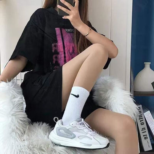 AIR JOBABY sports hook socks for men and women in spring and autumn, towel-based cotton socks, deodorant student running versatile shark tights. Pack white + white + white + white + white 5 pairs, one size fits all, stockings 36 to 44 sizes