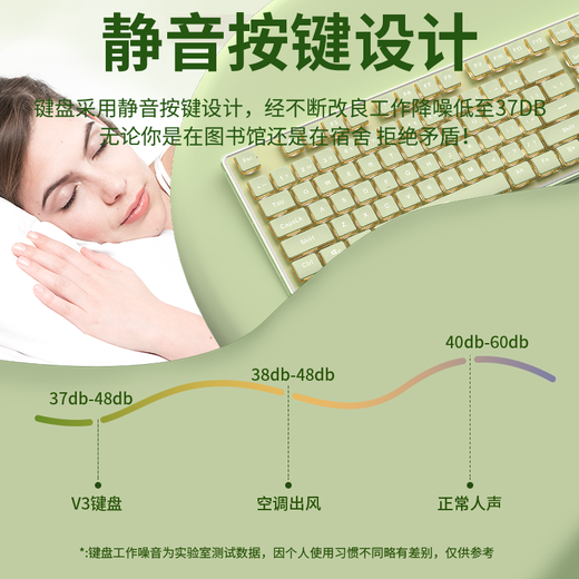 Forerunner V3 Wireless Keyboard and Mouse Set Silent Bluetooth Boys and Girls Wired Office Mechanical Feel Keyboard High-Looking Laptop Desktop Computer Universal Peripherals Retro Green Silent Wired Keyboard