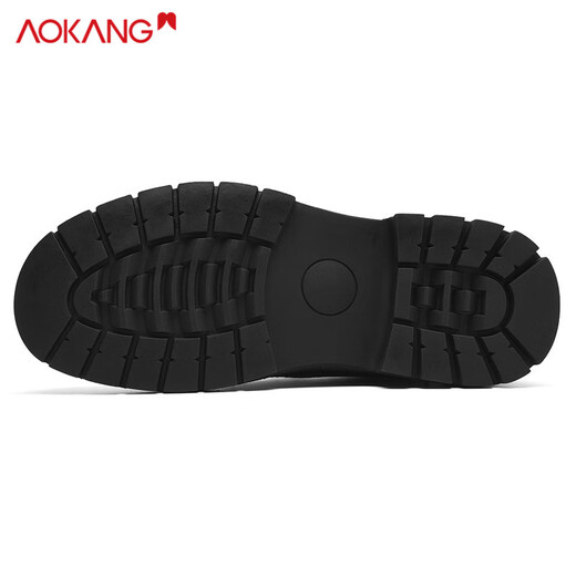 奥康（Aokang）男鞋2025夏季新款大头皮鞋男软底英伦风马丁厚底潮流百搭工装鞋子 黑色 41