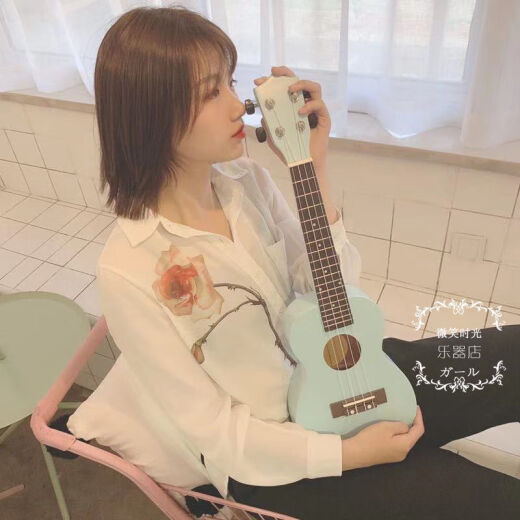 婴儿蓝小清新尤克里里乌克丽丽夏威夷四弦琴初学者小吉他 21寸婴儿蓝+拨片+备弦+教程