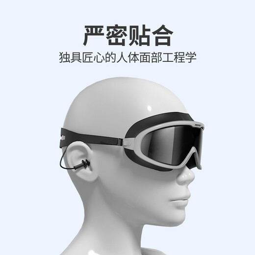 Jiehu swimming goggles waterproof and anti-fog high-definition professional myopia swimming goggles for men and women large frame swimming goggles and swimming cap set equipment smoke green black 150 degrees other degrees contact customer service