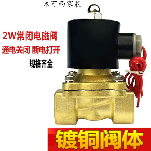 XMSJ适用SYPC常闭电磁阀镀铜水阀2w025-082w-040-10160-15DN 2w-350-3524v