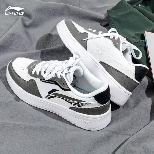 Li Ning zapatillas de deporte zapatos de hombre otoño e invierno 2025 nuevo aumento transpirable casual versátil clásico apariencia de alta gama zapatos deportivos tienda venta caliente gris tiburón/blanco estándar 42 (265 mm)