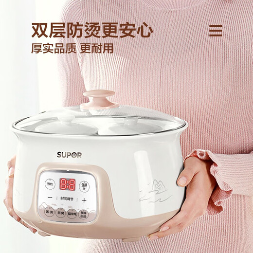 SUPOR electric stew pot, water-proof stew pot, household multi-functional steaming and cooking all-in-one soup pot 2.5L ceramic four-gallon 3-5 people smart reservation baby porridge baby food supplement electric stew pot DZ25YC831 2.5L