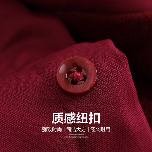 杉杉（FIRS）加绒保暖长袖衬衫男珊瑚绒秋季新款纯色加厚商务衬衣673 酒红 41