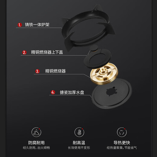 GRANY岩板三眼燃气灶家用天然气灶台嵌两用三眼灶具5.2kW大火力三区烹饪大面板灶一级能效多头煤气炉 岩板三眼灶B826 管道天然气