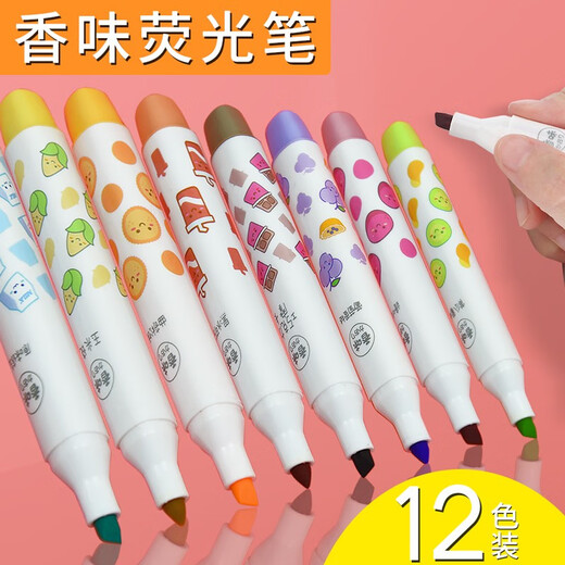 Steinfluoreszenzfarbe Fruchter Duft Highlighter Fluoreszenzmarker Stift Lichtfarbe Student verwendet einen Satz von Dick-Krapa-Farbmarker-Stift mit einer großen Kapazität, die Stationerie 829 Highlighter Experience-Paket (1 zufällig)