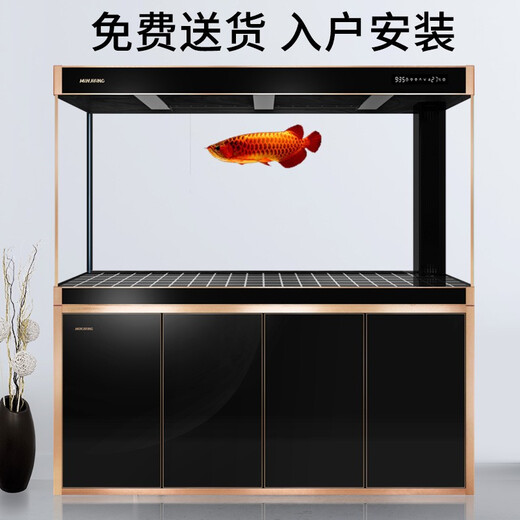 闽江（minjiang）大型鱼缸客厅家用落地底过滤水族箱生态免换水办公室风水龙鱼缸 白色 150长50宽155高【窄边款】+688过滤套餐