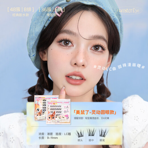 Mr. Wish Glue Style False Eyelashes Beautiful Mouse Birds Chirping Fox Baibai 3D Swollen Eye Bubbles Cartoon Eyelashes Photogenic Mouse Series 48 Clusters