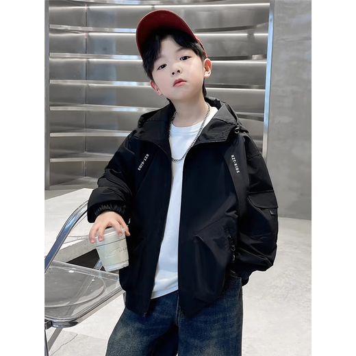 Boys' Jackets Children's Jackets Autumn Outdoor Tops 2025 Spring and Autumn New Boys Hooded Jackets DS-JK22 Black Spring and Autumn 160cm