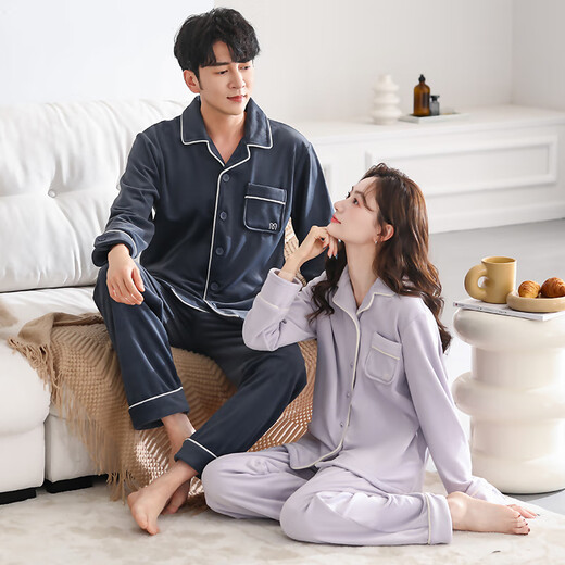 迪莱芬情侣睡衣女秋冬季海岛绒珊瑚绒加厚冬天保暖家居服男士大码套装 MZ-2679【单套价】 女M码 建议体重80-105斤