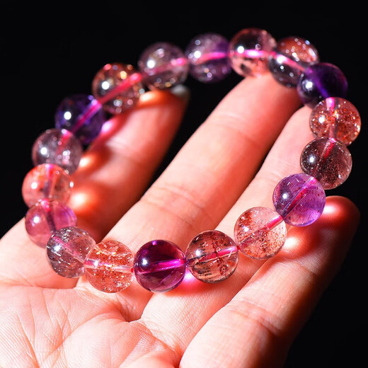 Eternal Symbol Collection Grade Brazilian Super Seven Amethyst Bracelet Jewelry Men's and Women's Blackcurrant Crystal Bracelet Birthday Gift Collection Grade Blackcurrant Super Seven Crystal 8mm